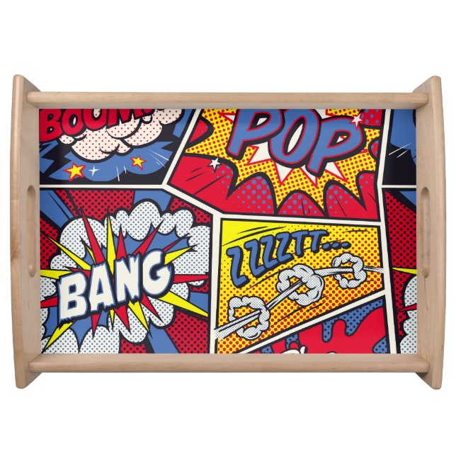 Retro pop art, comic shout pattern. serving tray (Front)