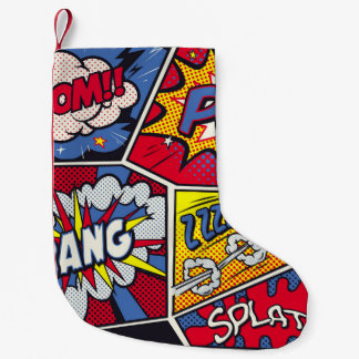Retro pop art, comic shout pattern. small christmas stocking