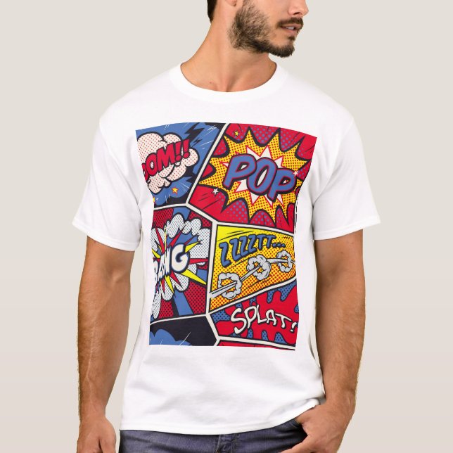 Retro pop art, comic shout pattern. T-Shirt (Front)
