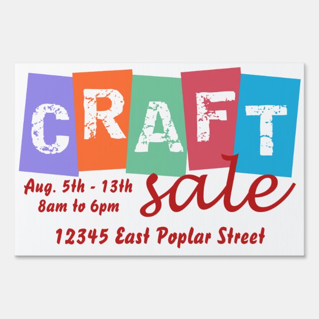 Retro Pop Art Craft Sale Sign (Front)