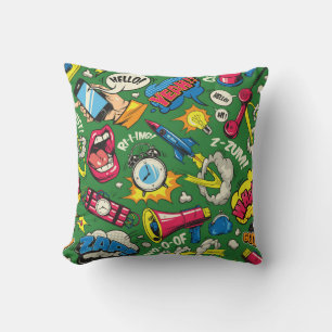 Retro Pop Art Explosion Throw Pillow