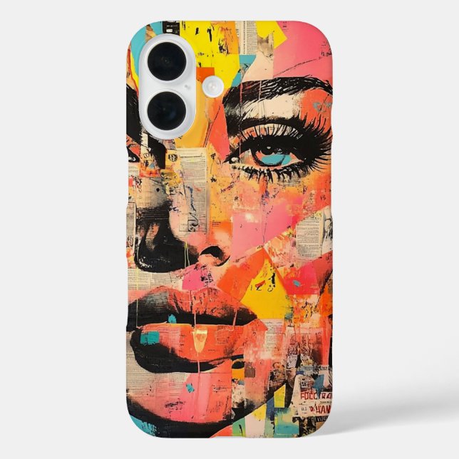 Retro Pop Art Face on Newsprint Case-Mate iPhone Case (Back)