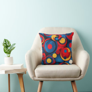 Retro Pop Art Geometric Circles Throw Pillow