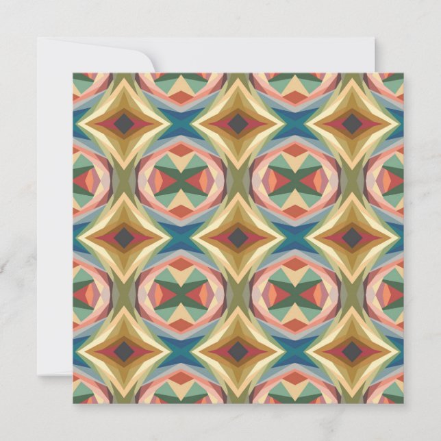 Retro Pop Art Geometric Color Block Pattern Card (Front)