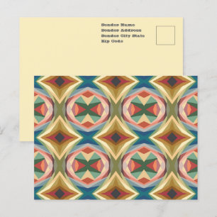 Retro Pop Art Geometric Color Block Pattern Postcard