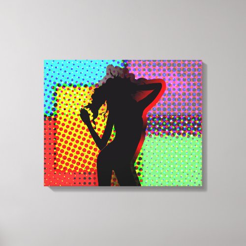 Retro Pop Art Halftone Groovy Lady Dancing Canvas Print