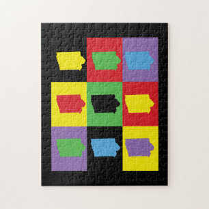 Retro Pop Art Iowa Pattern Jigsaw Puzzle