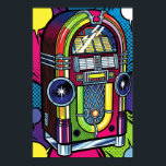 Retro Pop Art Jukebox Poster<br><div class="desc">A high-quality graphic of a retro jukebox in a pop art style. The design features thick black outlines and bold,  vibrant,  clashing colors.</div>