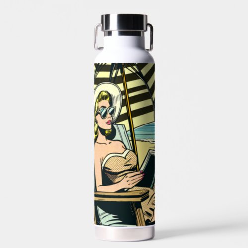 Retro Pop Art Lady Comic Book Style Personalized Water Bottle