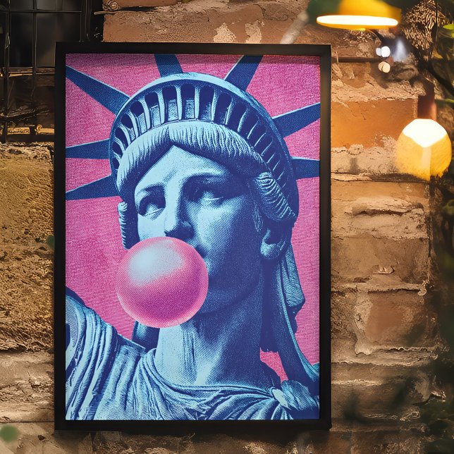 Retro Pop Art Lady Liberty  Poster (Make a bold statement with this pop art-style Statue of Liberty poster)