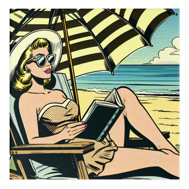 Retro Pop Art Lady on the Beach (Front)