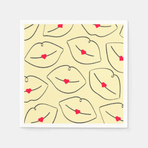 Retro Pop Art Lips & Heart Sunshine Yellow Napkins