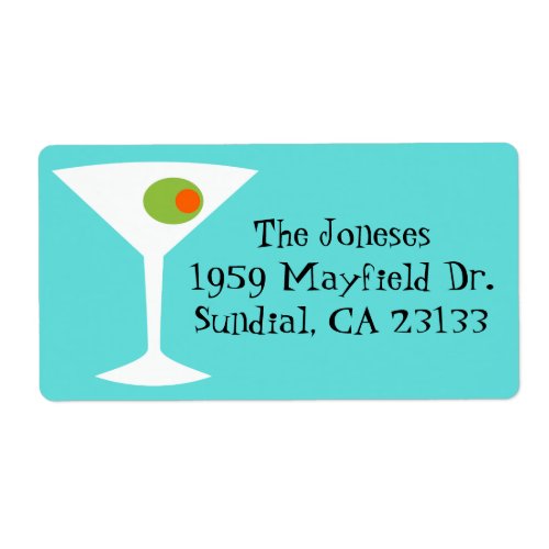 Retro Pop Art Martini Return Address Labels