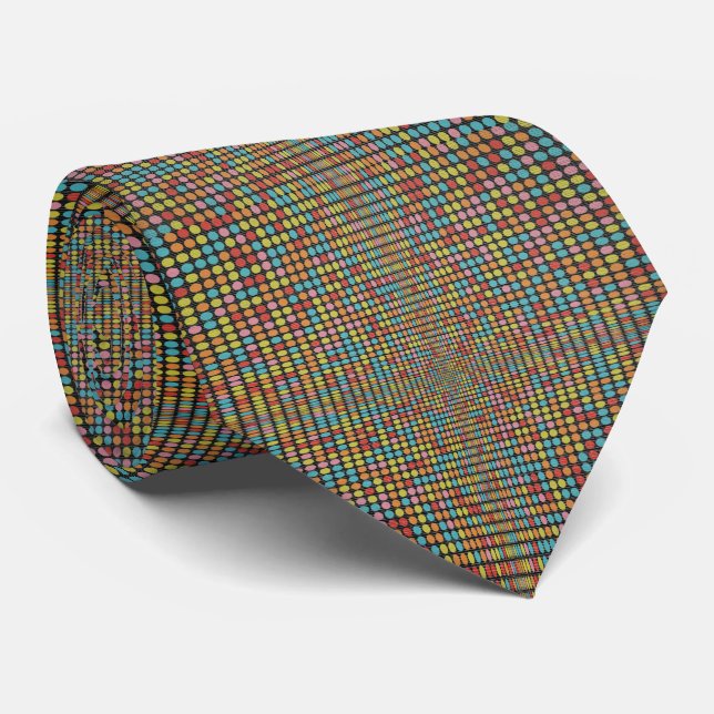 Retro Pop Art Mosaic - Optical Illusion Neck Tie (Rolled)