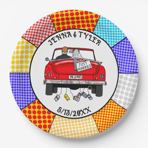  Retro Pop Art Mr  Mrs  Just Got Married  Paper Plates