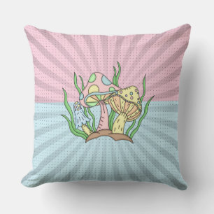 Retro Pop Art Mushrooms   Outdoor Pillow