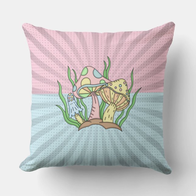 Retro Pop Art Mushrooms   Outdoor Pillow (Front)