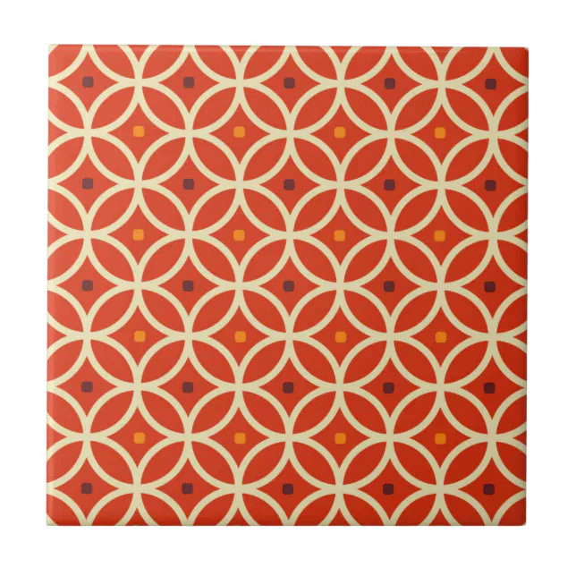 Retro Pop Art Orange Geometric Abstract Pattern Ceramic Tile | Zazzle