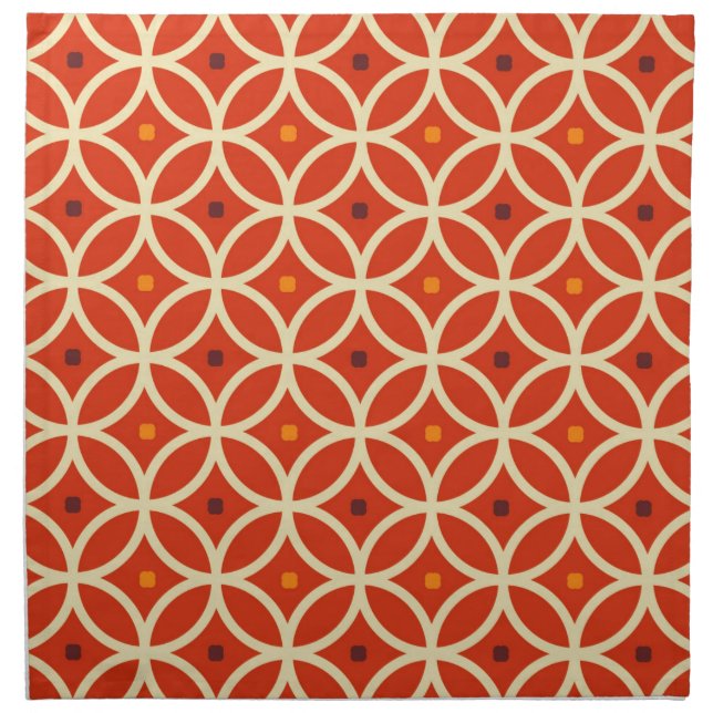 Retro Pop Art Orange Geometric Abstract Pattern Napkin (Front)