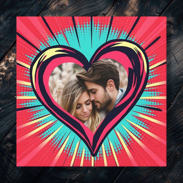 Retro Pop Art Photo and Names Valentine's Day Canvas Print (Creator Uploaded)