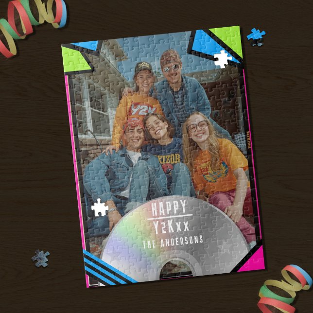 Retro Pop Art Photo Y2K Vibe Jigsaw Puzzle (Fun and colorful jigsaw puzzle with space for your photo and name)