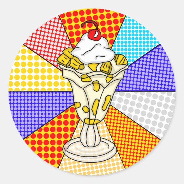 Retro Pop Art Pineapple Ice Cream Sundae   Classic Round Sticker (Front)