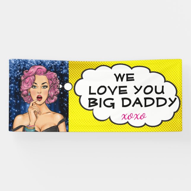 Retro Pop Art Pretty Lady Big Daddy Banner (Horizontal)