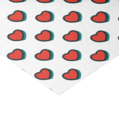 Retro Pop Art Red Blue Beige Hearts Pattern Tissue Paper