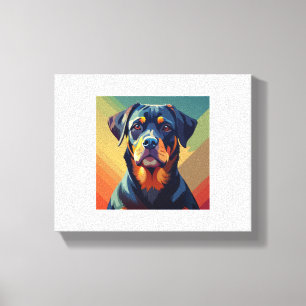 Retro Pop Art Rottweiler – Colorful Dog Portrait Canvas Print