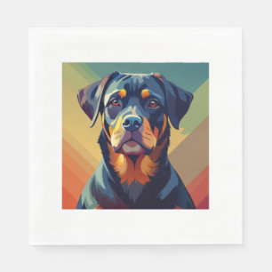 Retro Pop Art Rottweiler – Colorful Dog Portrait Napkins