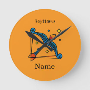 Retro Pop Art Sagittarius Zodiac Sign Gift Round Clock