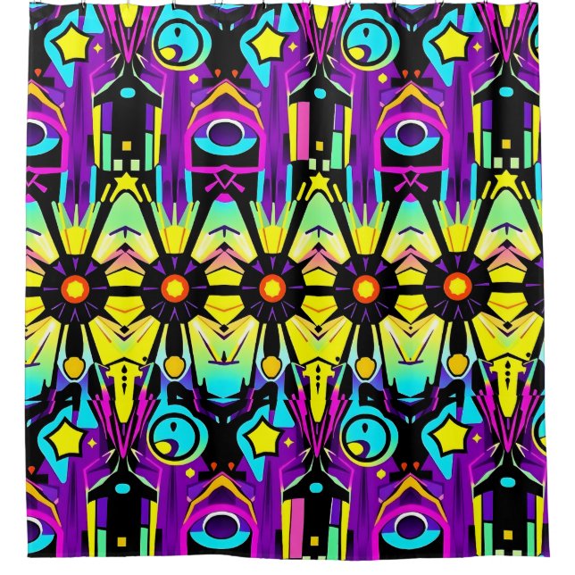 Retro Pop Art Shower Curtain – Vibrant & Playful (Front)