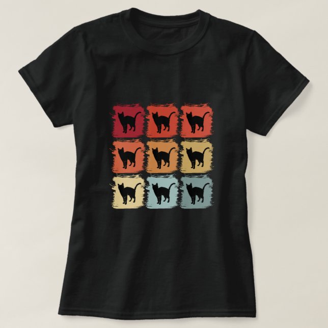 Retro Pop Art Siamese Cat Pet Gift Idea T-Shirt (Design Front)