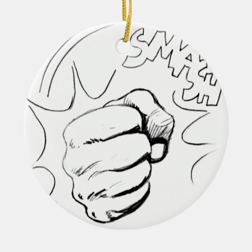 Retro Pop Art Smash Sketch Ceramic Ornament