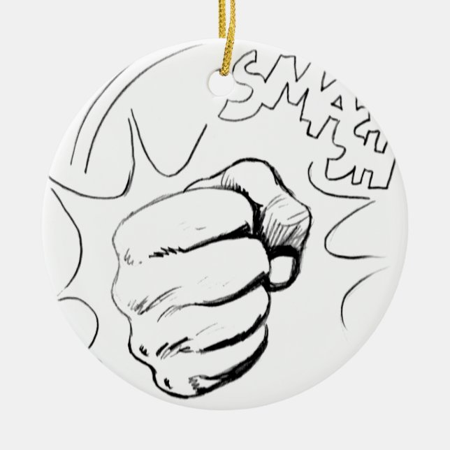 Retro Pop Art Smash Sketch Ceramic Ornament (Front)