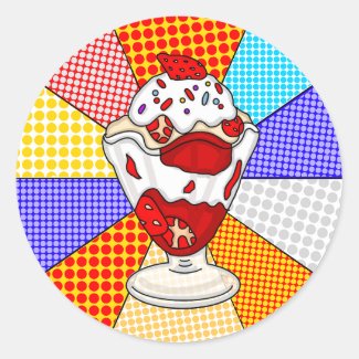 Retro Pop Art Strawberry Ice Cream Sundae