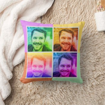 Retro Pop Art Style 8 Custom Photo Collage Easy Throw Pillow by PictureCollage at Zazzle