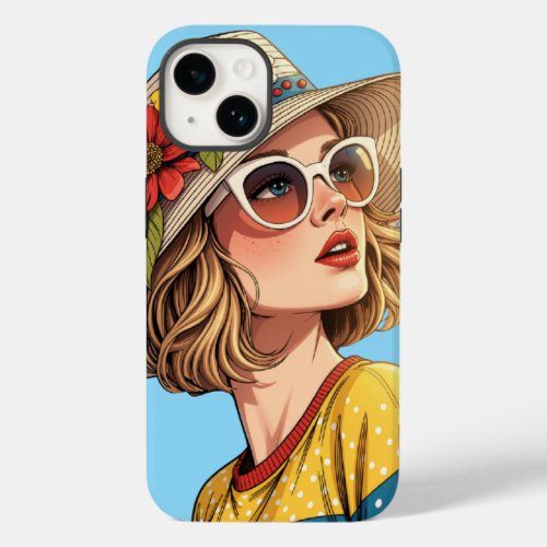 Retro Pop Art Summer Woman with Sunglasses  Case-Mate iPhone 14 Case