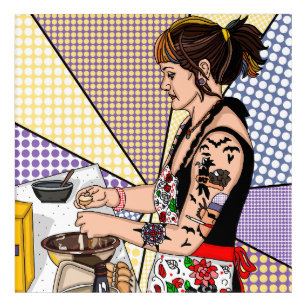 Retro Pop Art Tattooed Lady Baking   