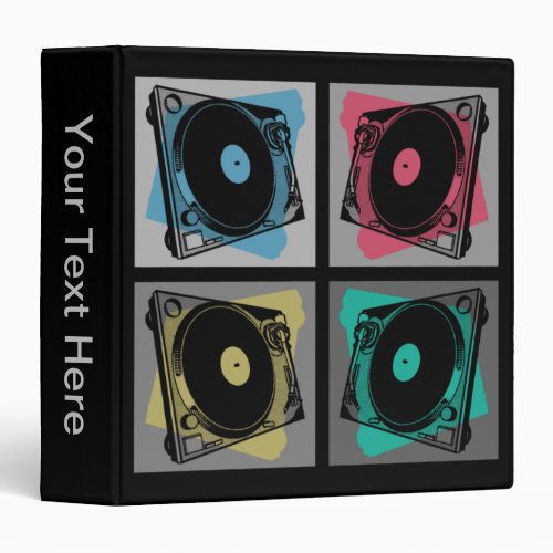 Retro Pop Art Turntables 3 Ring Binder