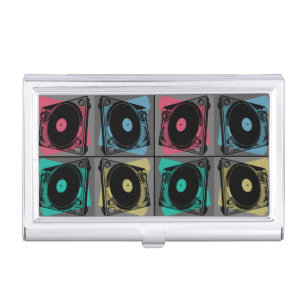 Retro Pop Art Turntables Business Card Case
