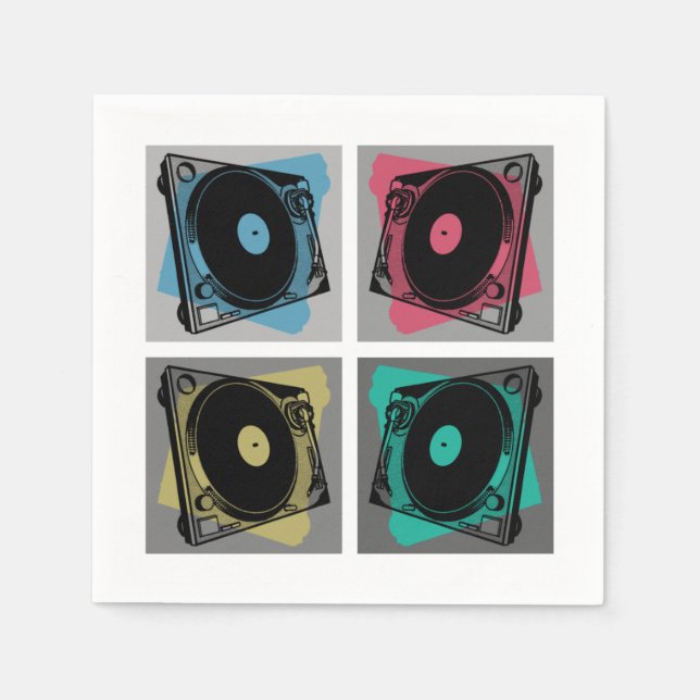 Retro Pop Art Turntables Napkins (Front)