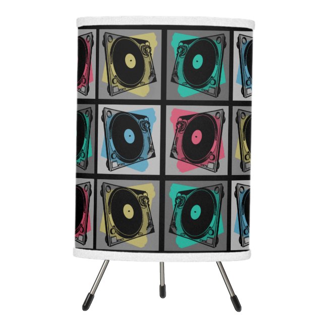 Retro Pop Art Turntables Tripod Lamp (Front)