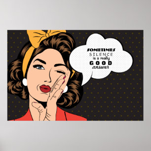 Retro Pop Art Woman Motivational Speech Bubble Poster