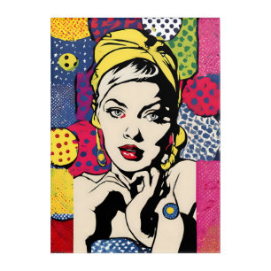 Retro Pop Art Woman Portrait Acrylic Print