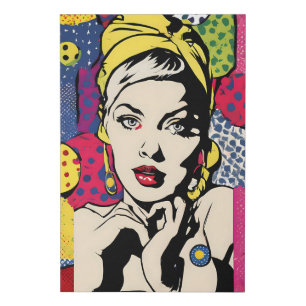 Retro Pop Art Woman Portrait Faux Canvas Print
