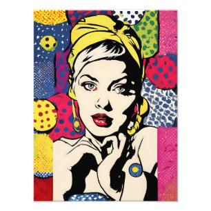 Retro Pop Art Woman Portrait Photo Print