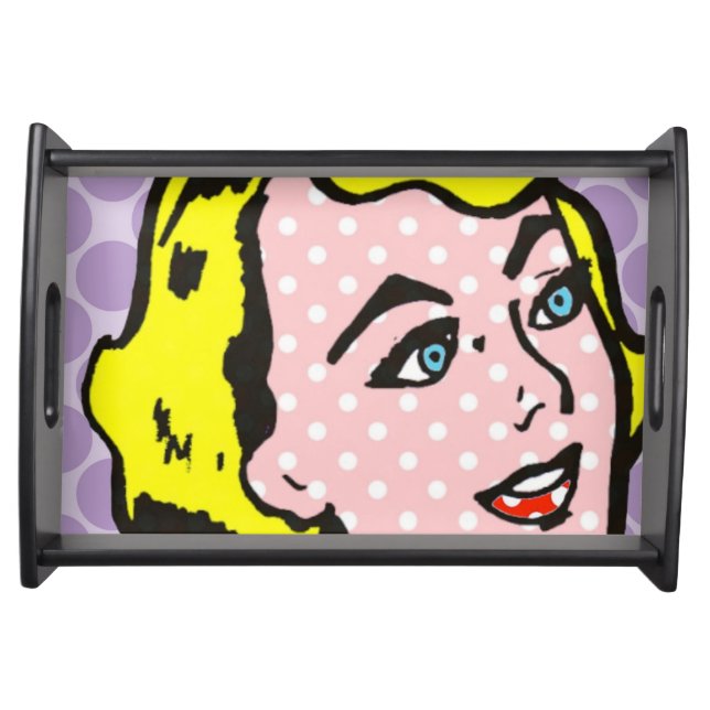 Retro Pop Art Woman Serving Tray (Front)