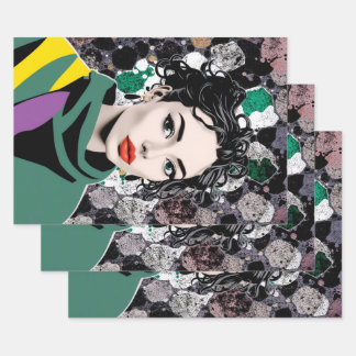 Retro Pop Art Woman Wrapping Paper Sheets