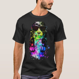 Retro Pop Bernedoodle Dog Portrait with Headphones T-Shirt